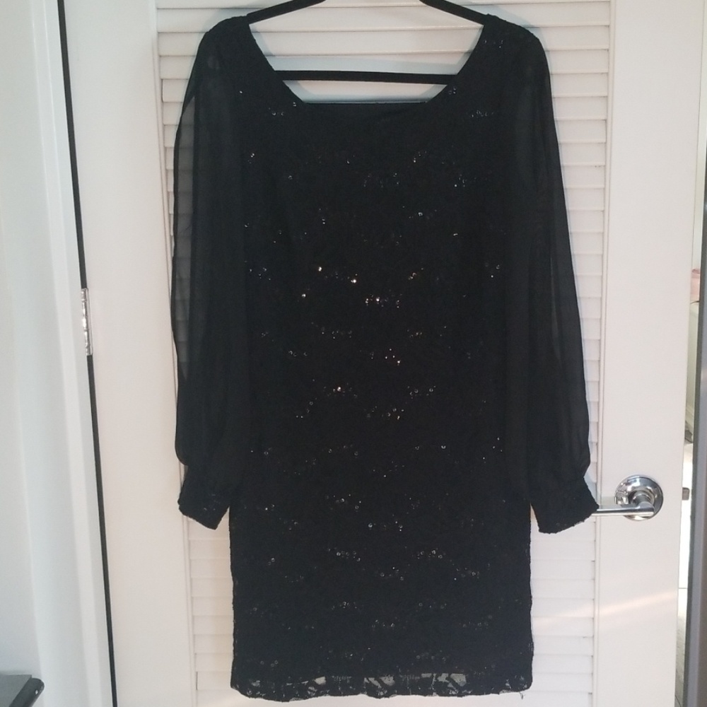 Lace Sequin Peek a Boo Dress